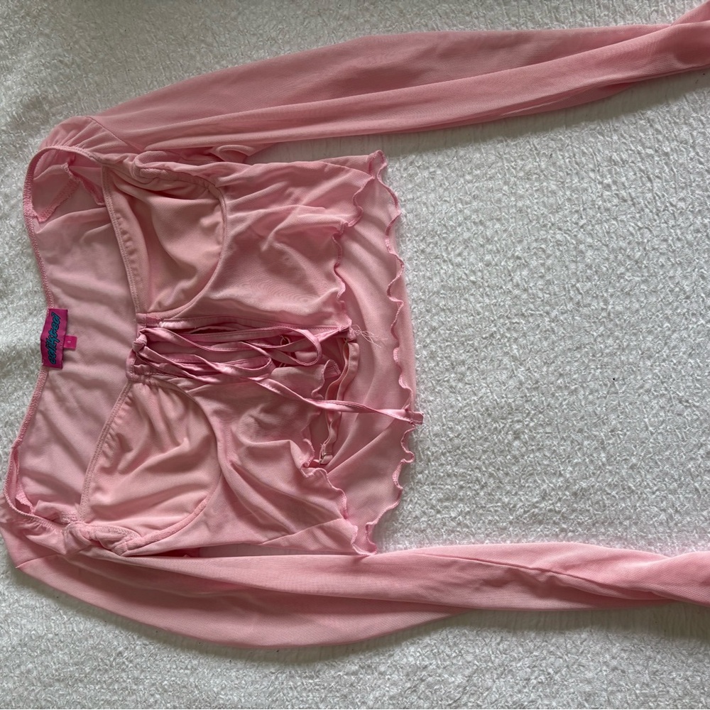Pink Sheer Long Sleeve Top